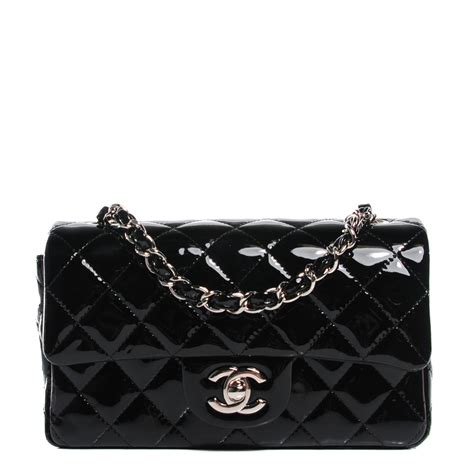 chanel black patent cro|CHANEL Patent Calfskin Quilted Mini Rectangular Flap Black .